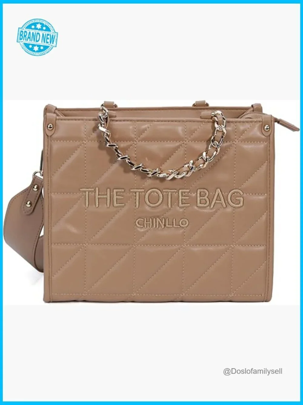Quilted Faux Leather Tote Bag Elegant Retro Chic Detachable Strap Satchel Purse